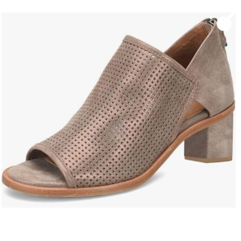 YDN Bronze Peep Toe Low Chunky Heels Back Zipper Sandal Ankle Boots Comfy Shoes